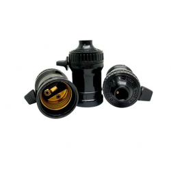 Bocal / Soquete E27 pendente com chave termoplástico, cor cor preto, 4A, 0-250V