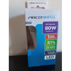 LAMPADA BULBO LED 15W 6500K ARCOBRAS