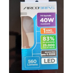 LAMPADA BULBO LED 07W 6500K ARCOBRAS