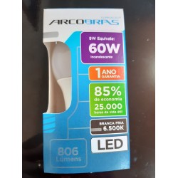 LAMPADA BULBO LED 09W 6500K ARCOBRAS