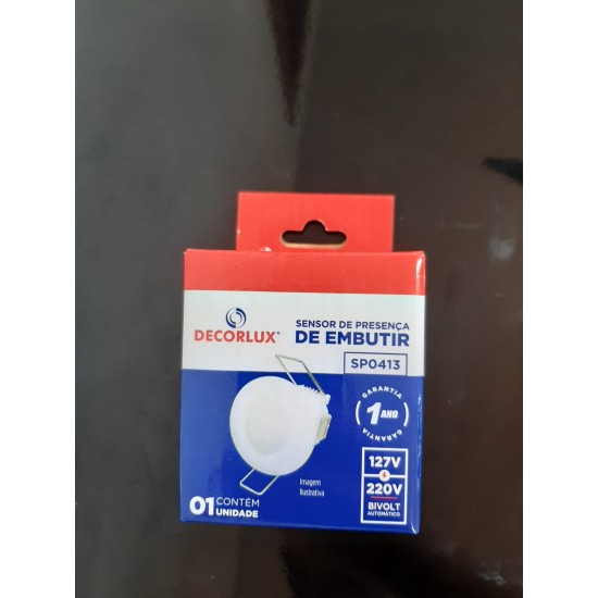 Sensor de Presenca Teto Embutir 6m, 100-240V, Branco DECORLUX