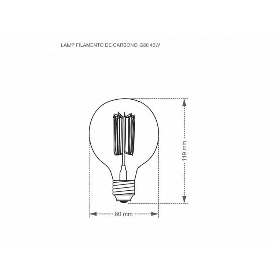 LAMPADA FILAMENTO CARBONO G80 40W 127V TASCHIBRA