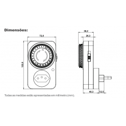 Temporizador Analógico, 100-240V, 10A, Branco DECORLUX